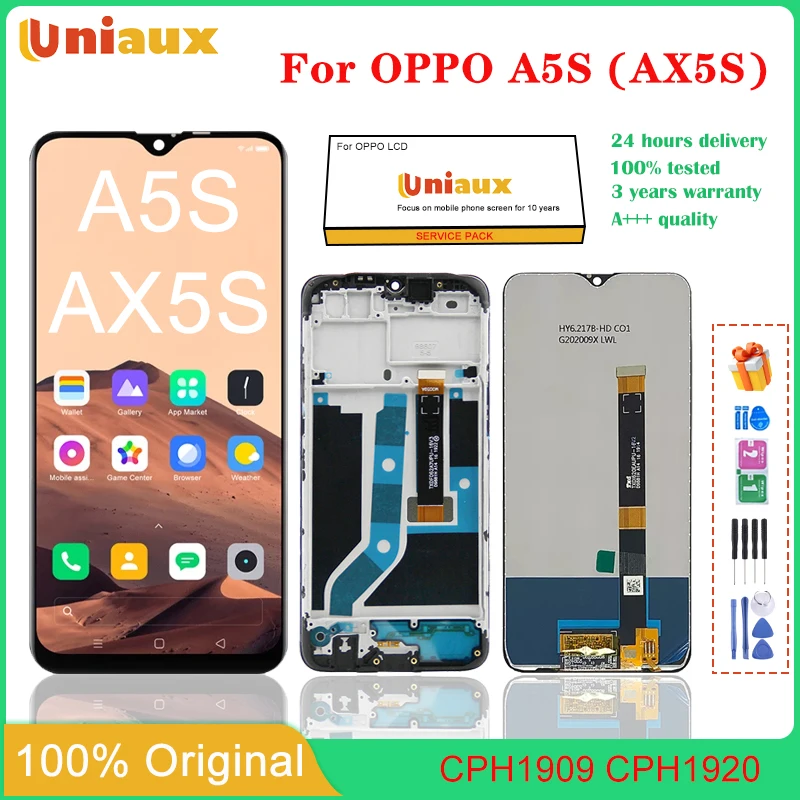 

6.2" Original For Oppo A5s AX5s LCD Display with Frame Touch Screen Digitizer Assembly For OppoA5s CPH1909 CPH1920 Screen Repair