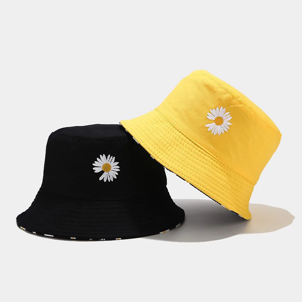 2022 New Unisex Fashion Summer Reversible Little Daisies Printed Fisherman Caps Bucket Hats Gorro Pescador Men Women cheap bucket hats