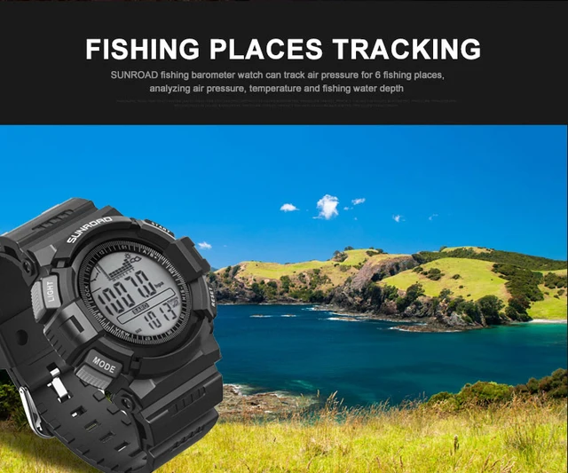 SUNROAD Fishing Barometer Watches Digital Water Depth Temperature