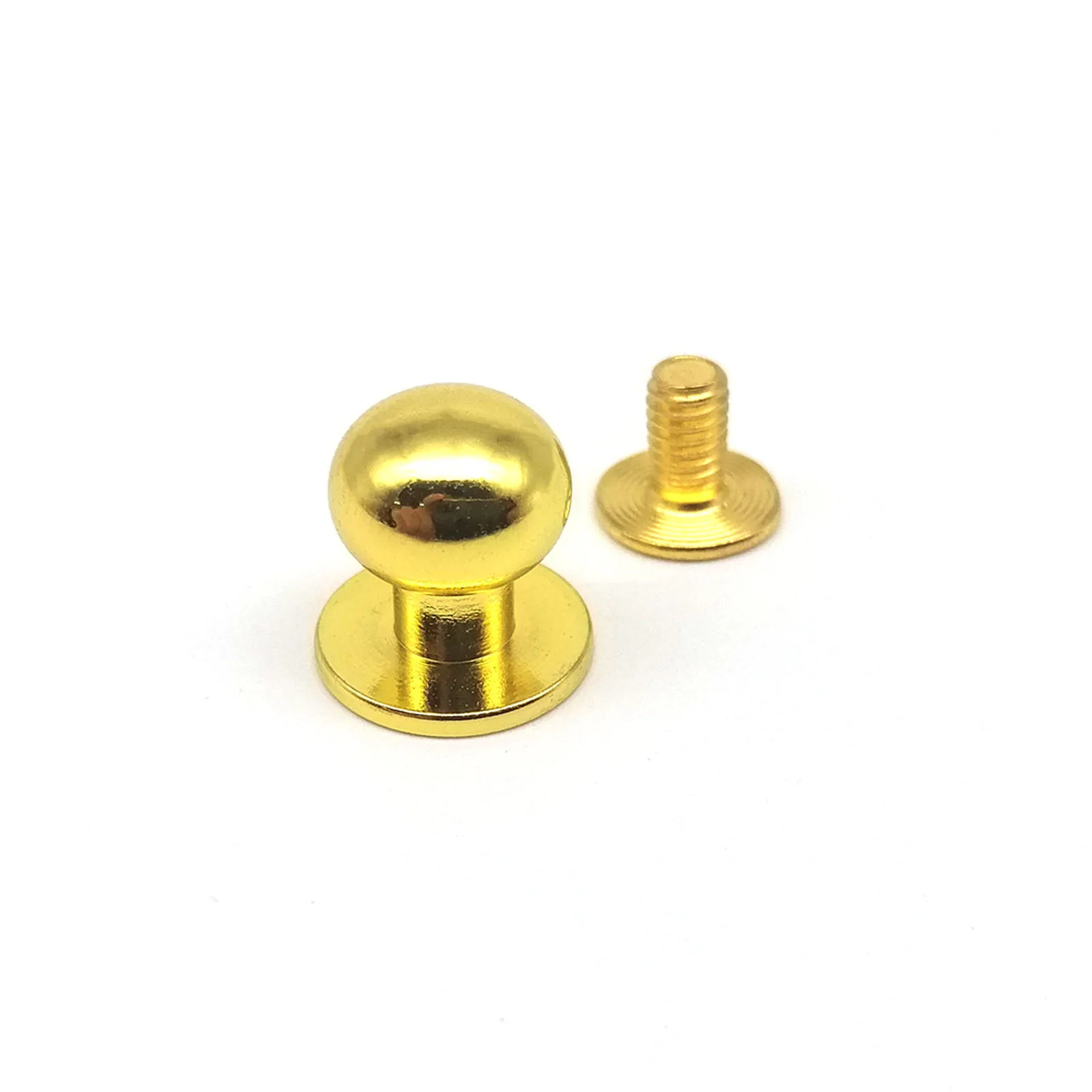 10pcs Solid Brass Copper Round Ball Head Leather Bag Purse Wallet Belt Strap Chicago Screw Back Post Nail Rivet Stud Drawer Knob leather hardware