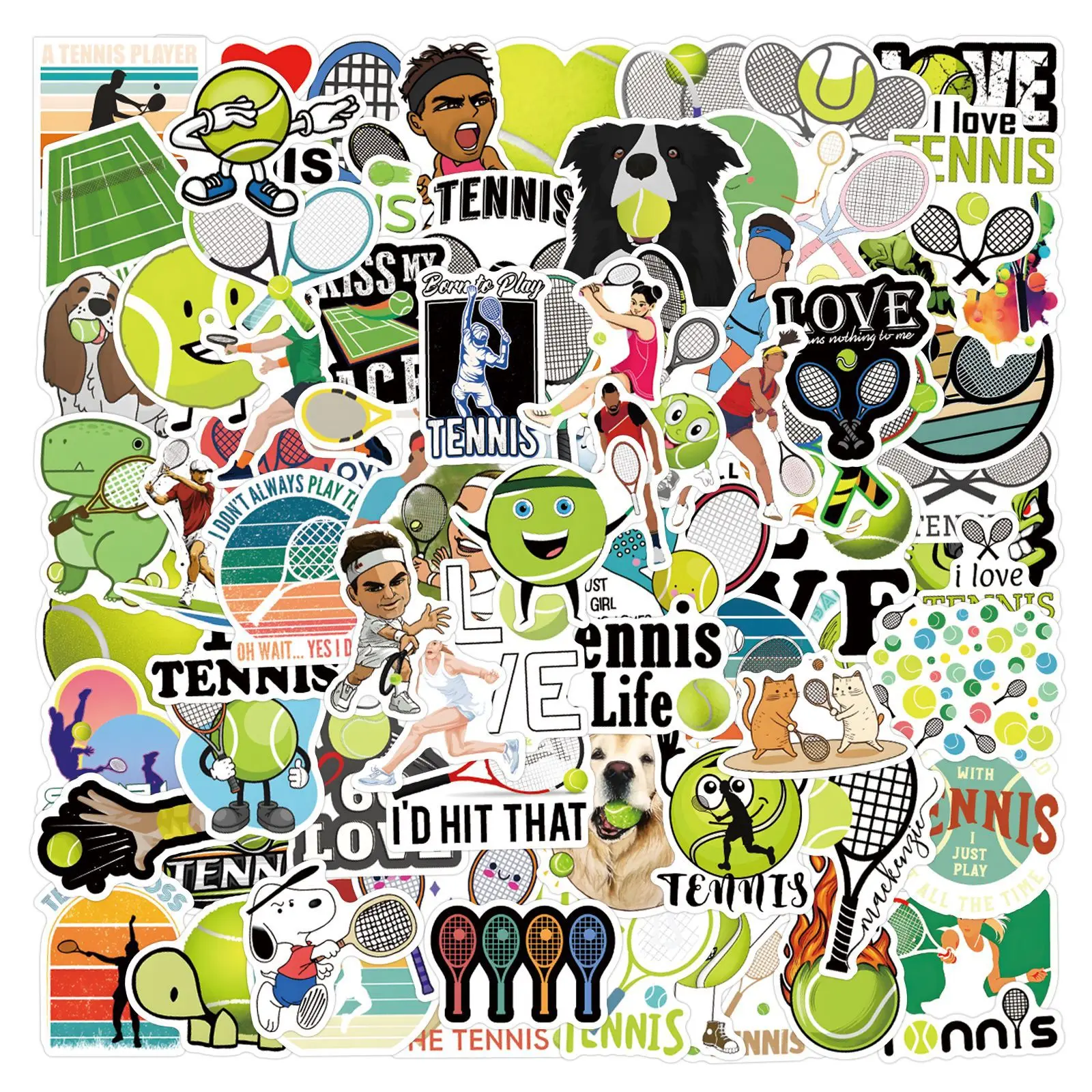 Tennis Sports Cartoon Stickers Graffiti Decals Waterproof Aesthetic DIY Skateboard Bike Suitcase Freezer Laptop 10/30/50/110PCS