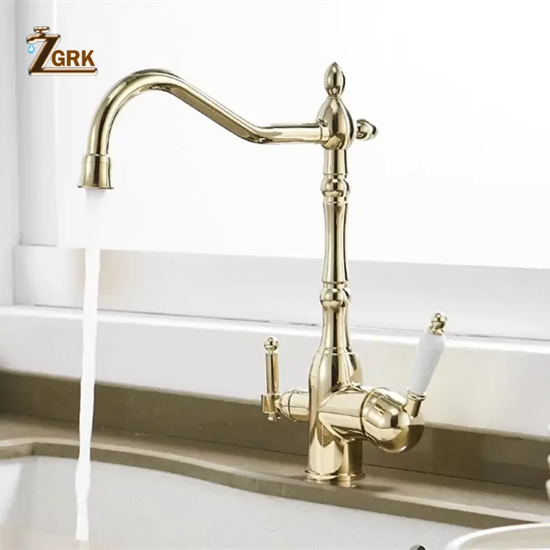 

Brass Kitchen Faucet Cold and Hot Mixer Faucet Water Purifier for Direct Drinking Three-in-one Basin Sink Tap Rotating Faucets