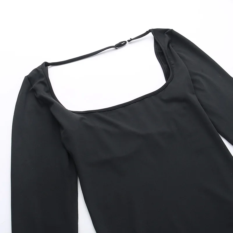One-Pieces Lenceria Femenina Bandage Body Feminino Backless Tops For Women Rave Outfit Long Sleeve Black Sexy Bodysuit Lingerie