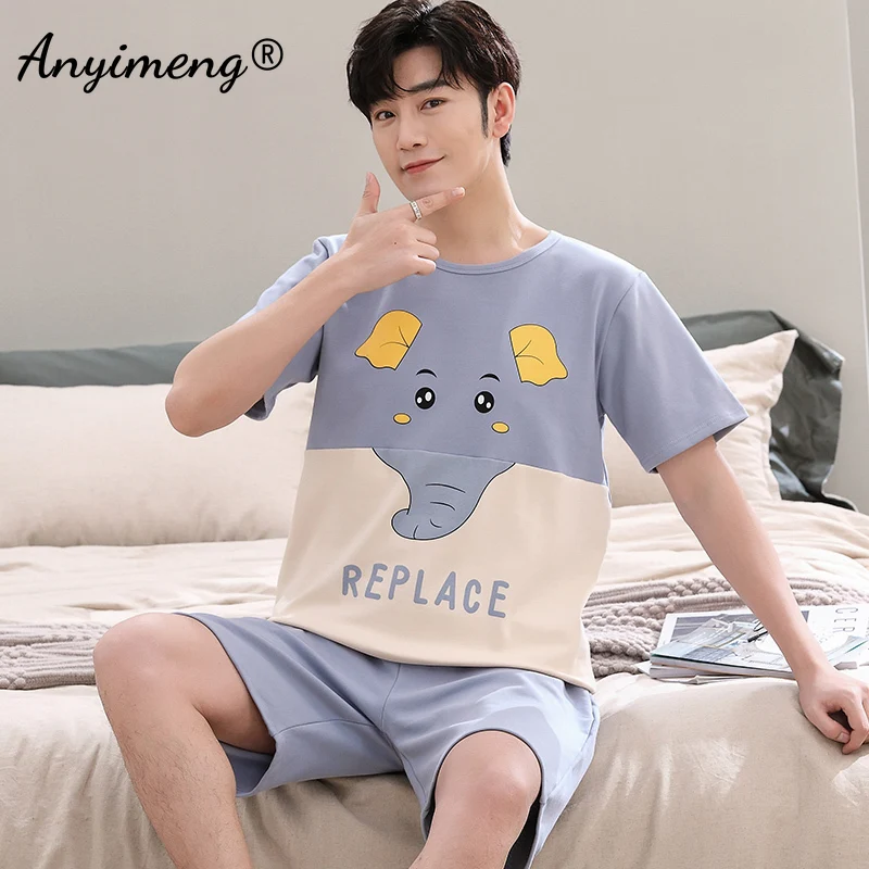 New Couple Fashion Round Collar Pajama Sets Cartoon Happy Bear Printing Sleepwear Young Lovers Homewear Student's Loungewear soft cotton pyjamas Pajama Sets