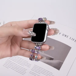 Sparkling Double - Row Diamond Chain Strap - 38 40 41 S10(42)mm (Purple)