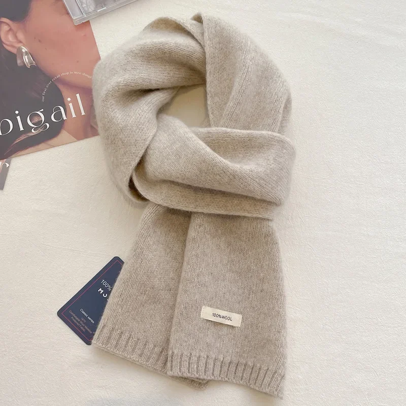 Wool Scarf Men Women Winter Autumn Solid Color Couple Muffler Simple Warm Versatile Knitted Scarf Male Female wool scarf