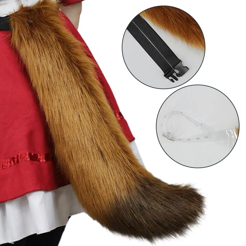Frauen süße Plüsch Fuchs Ohr Stirnband lange flauschige Fuchsschwanz verstellbare pelzige Wolf Schwanz Rollenspiel Anime Performance Cosplay Kostüm – Detail 16