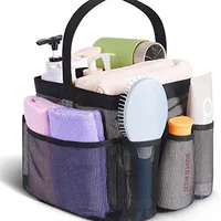 1pc Large Capacity Mesh Toiletry Bag, Portable Handbag for Going Out, Polyester Black Beach Bag, Suitable for Outdoor Play 1