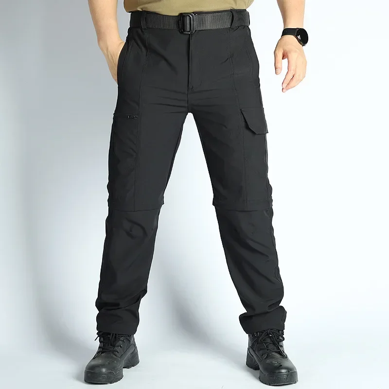 Two Ways Wearing Cargo Pants Quick Dry Tactical Pants Summer Working Trousers Multi Pockets Detachable Long Hiking Pants Outdoor 6