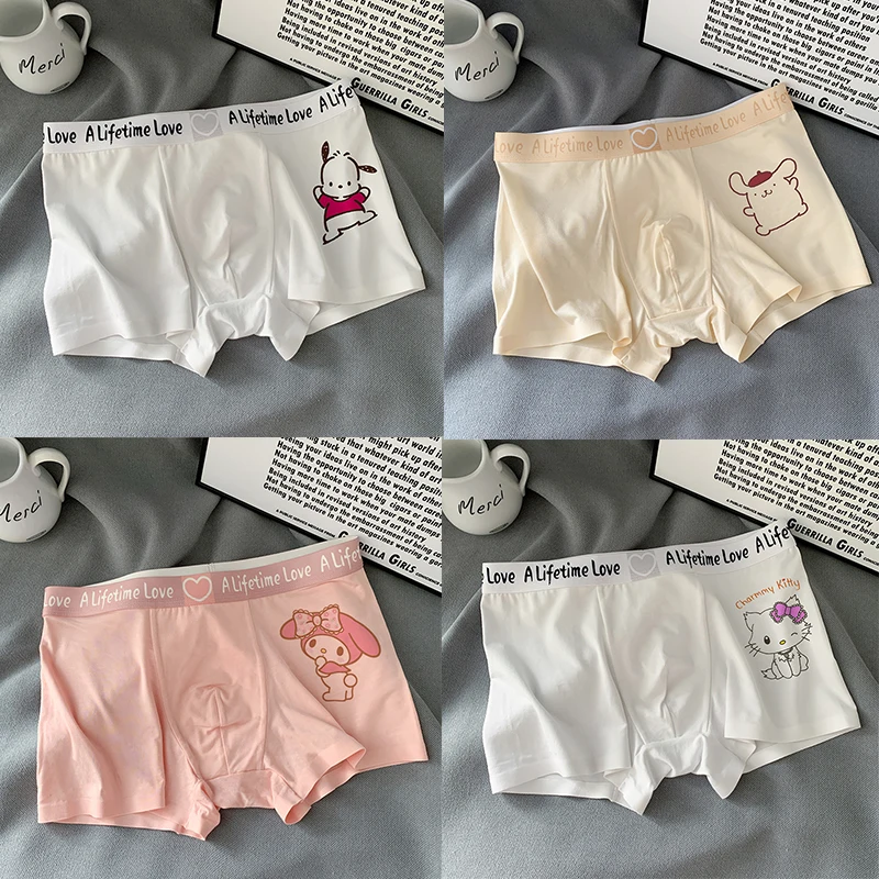 

Sanrios Hellokittys Purin Dog Pochacco Underwear for Man Cartoon Cotton Antibacterial Boxer Shorts Student Breathable Panties