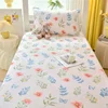 Botanical Floral Fitted Sheet Set 100% Cotton Skin-friendly Bedspread with 2 Pillowcases Children and Student Room Single Sheet 1