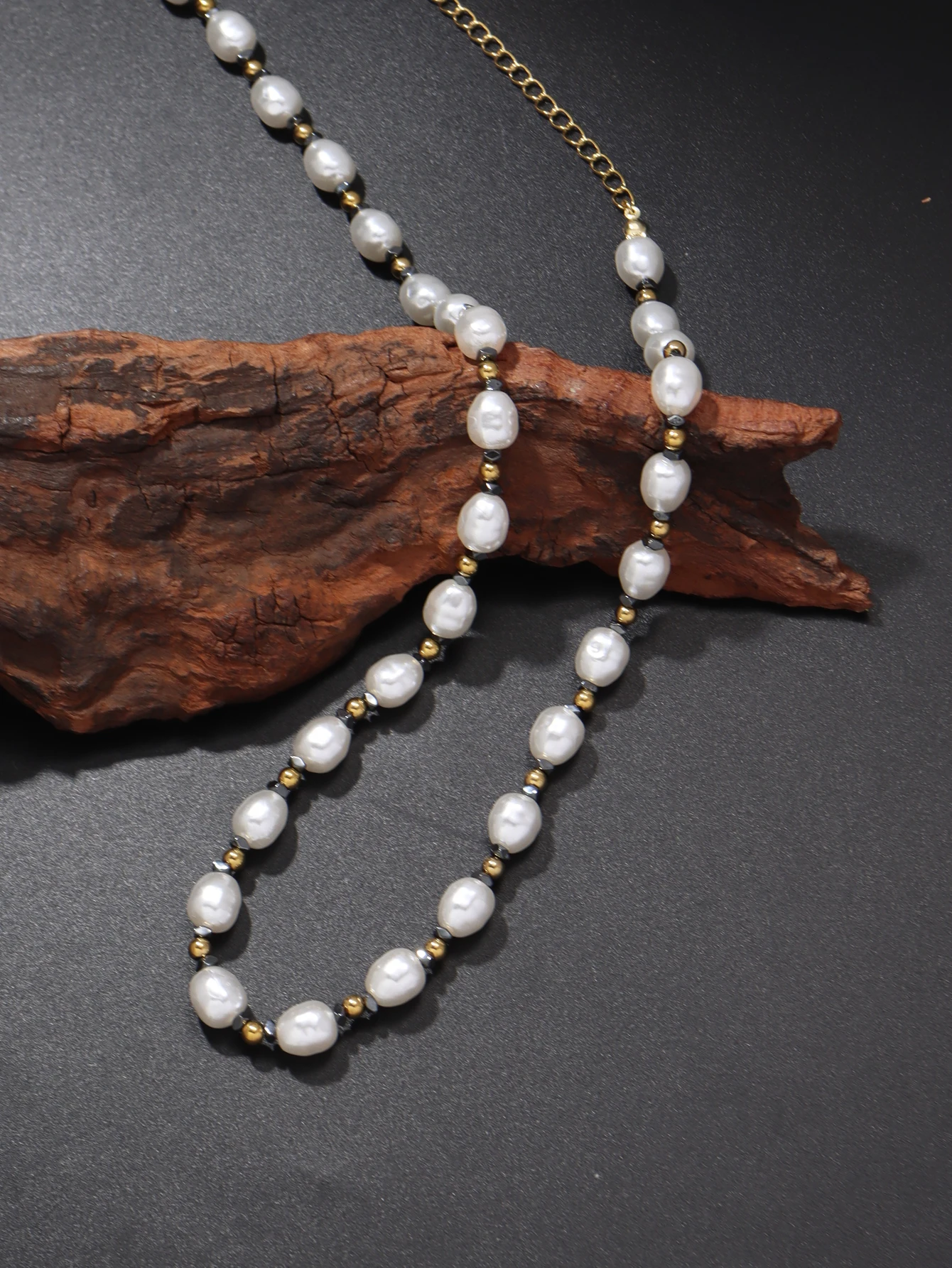 Simple Stainless Steel Mini Pearl Womens Necklace