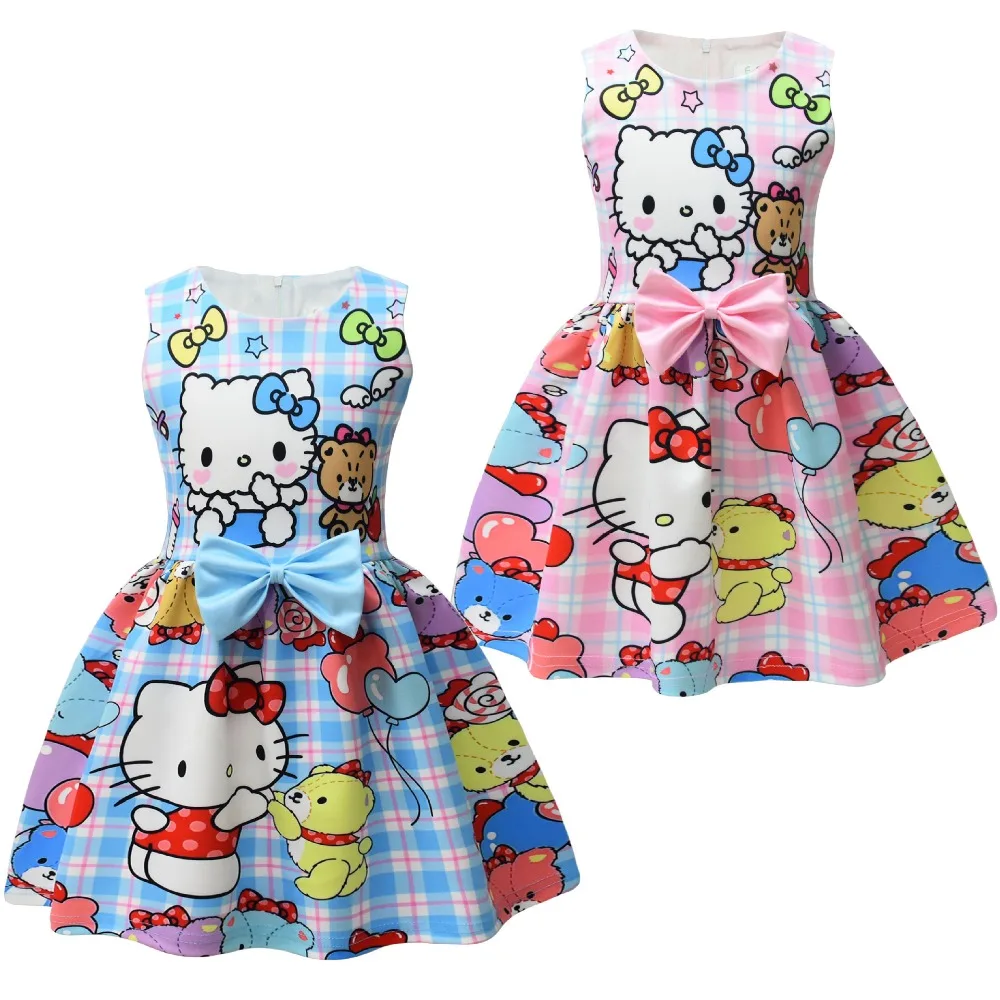 

Новинка, детское платье принцессы Sanrio Kurome, платье принцессы с цифровым принтом Hello Kitty, праздничное платье, одежда для девочек