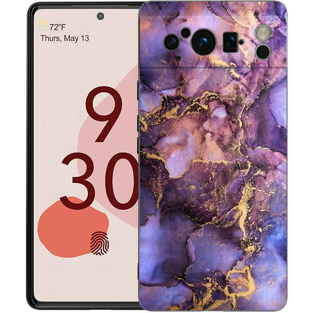 Elegant Marble Design Shockproof Black Silicone Phone Case