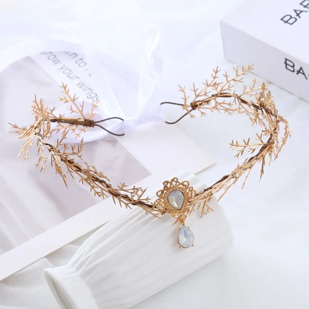 Vintage Blumenfee Blumenblatt Krone Blatt Girlande Elf Kopfschmuck Boho Elfen Prinzessin Tiara für Cosplay Fotoshooting Hochzeit – Detail 5