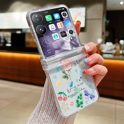 Transparent Shockproof Love Heart Flower Design Folding Phone Case for Xiaomi Mix Flip2 (A615)