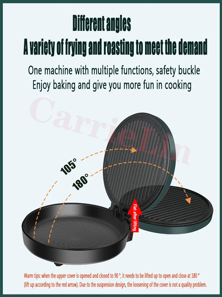 Electric Pizza Breakfast Machine Oven Double-Sided Heating Automatic Power-Off Deepening Pancake Waffle Sandwich Home Commercial