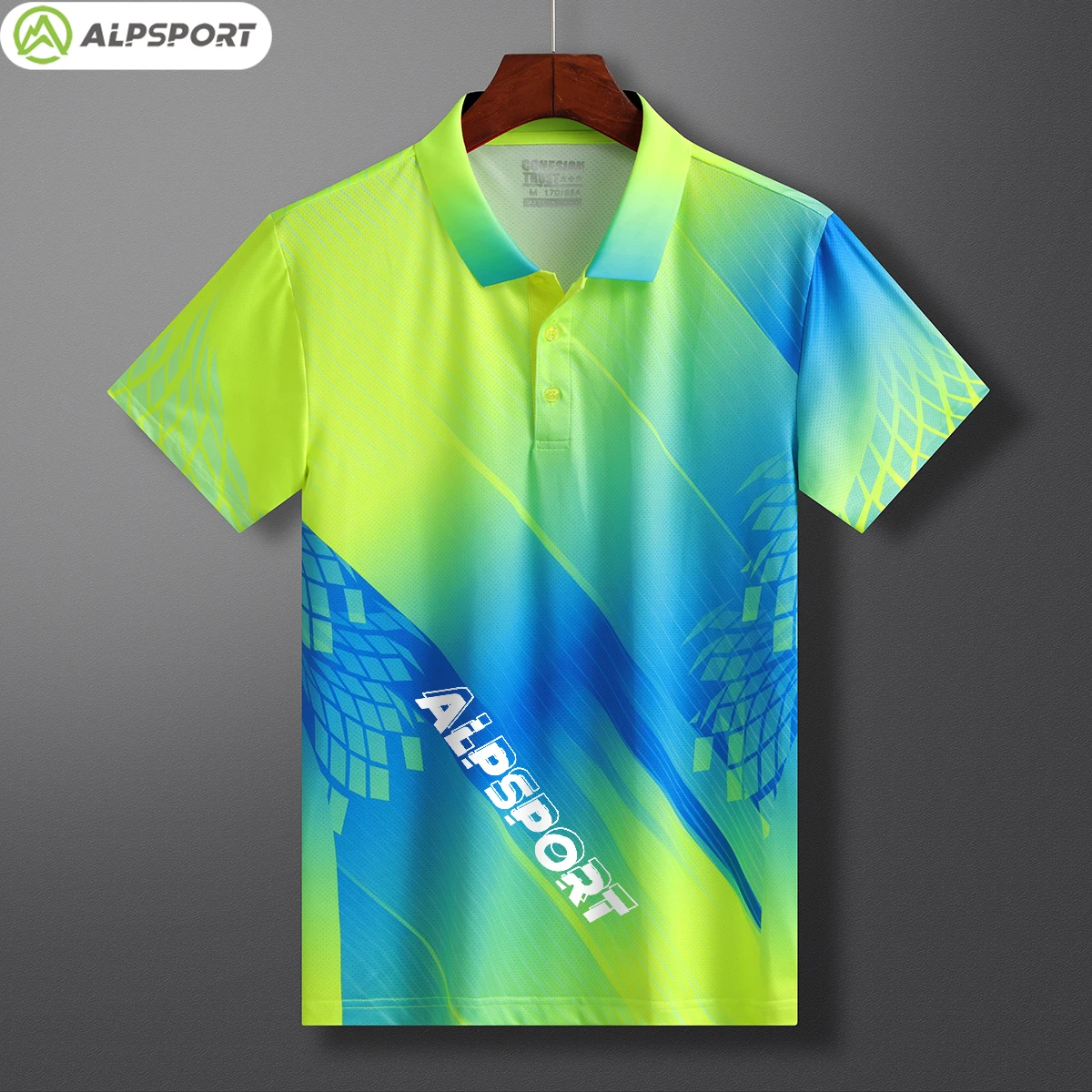 ALPSPORT Bright Green Men Women Pro Badminton Jersey Upgraded Sweat Wicking Quick Dry 4D Stretch Breathable Polyester Sportswear
