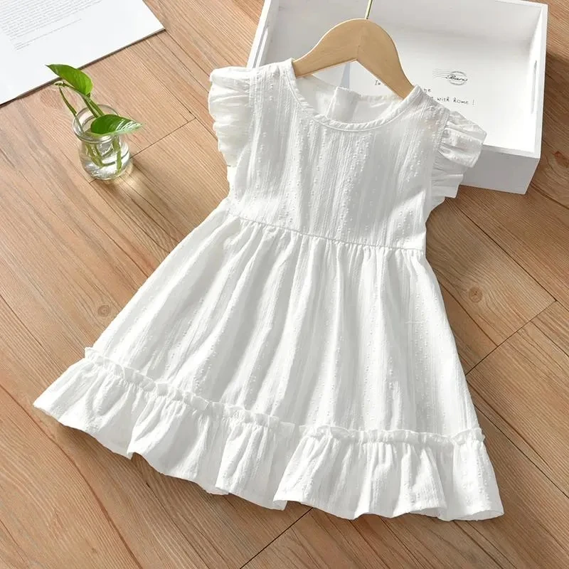 Girls Baby Dress Pure Cotton White Dress Summer Dress New Little Girl