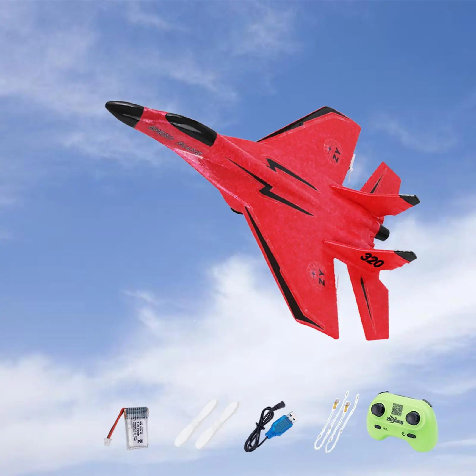 RC Plane Toy Model with Flash Light Anti Falling RC Foam Airplane Model Toy Ready to Fly for Kids and Adults Boy Gift Age 8-12