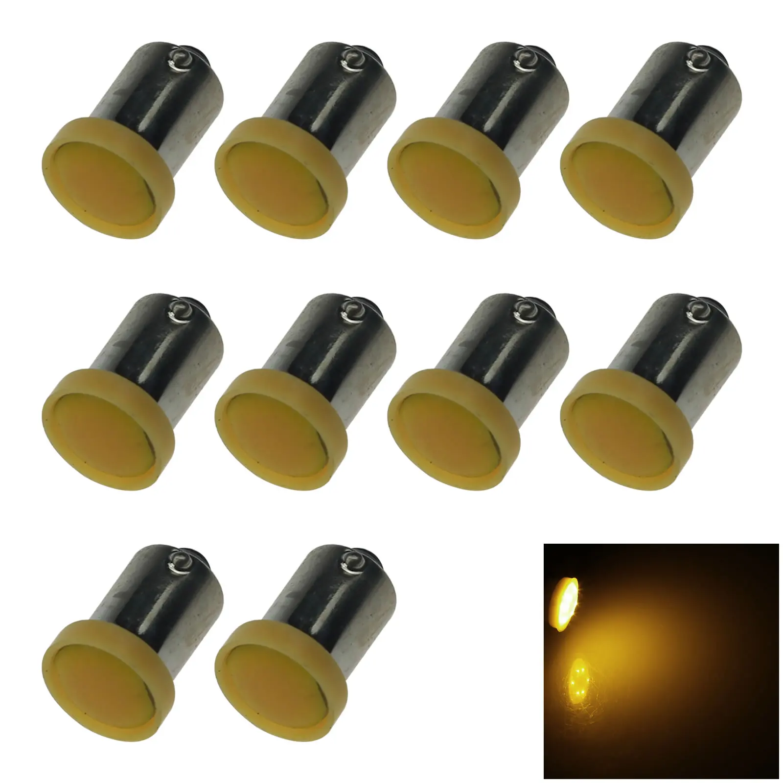 

10x желтый RV BA9S угловая лампа поколения 1 излучатель COB SMD светодиодный 2-B 1891 Z20008