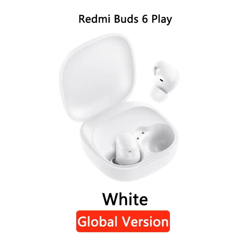 الإصدار العالمي من سماعات Redmi Buds 6 Play مقاس 10 مم مع محرك ديناميكي AI لإلغاء الضوضاء للاتصال بالبلوتوث 5.4 TWS سماعة رأس | اللون: أبيض; السفن من: الصين