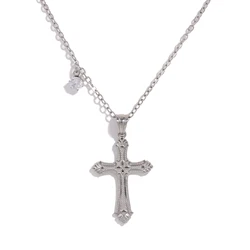 Elegant 18K Gold Plated Cross Pendant Necklace - Hypoallergenic & Waterproof Fine Jewelry (Steel - 1)