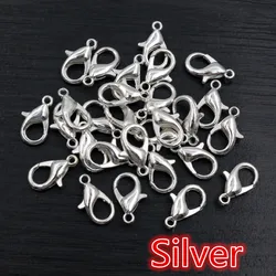 Assorted Metal Alloy Lobster Clasp Hooks for Jewelry Making - 50 Pieces (Silver)