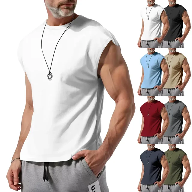 Amazon transfrontalier vêtements pour hommes été nouveau t-shirt sans manches jeunesse décontracté ample mince gilet hommes 1