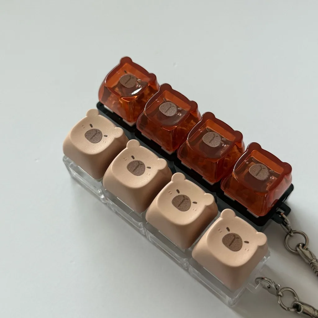 Colorful LED Light 4-Key Clicker Keychain - Stress Relief Portable Keyring Pendant