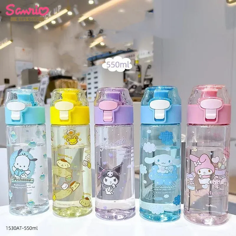 

Sanrio 550ML Water Cup Portable Plastic Kawaii Kuromi Cinnamoroll Melody Outdoor Large Children Capacity Sports Water Bottle