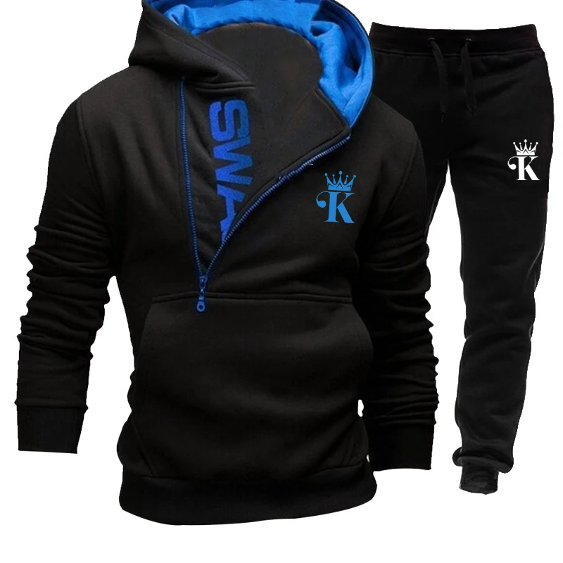 Men's Sports Pants Sweatshirts Hoodeds 2Pcs Sets Street Hip Hop Sweatshirts Male Casual Sportswear Winter New Hoodie 3