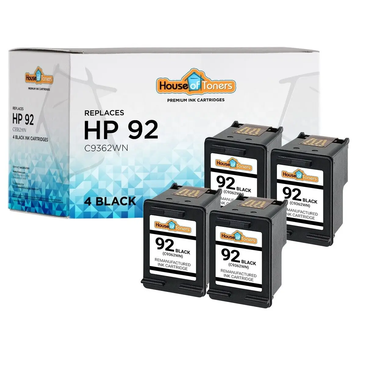 

4 PK #92 C9362WN Black Ink Cartridge fits HP Officejet 6310 6310v 6310xi