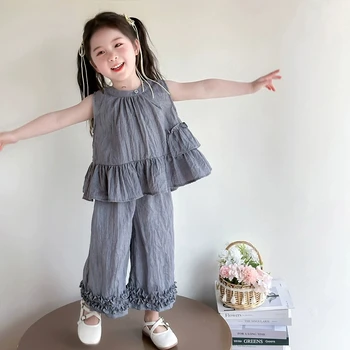 Abbigliamento per bambini Ragazze Primavera e sole Set coreano 2025 Nuovo set di due pezzi alla moda ed elegante per bambini