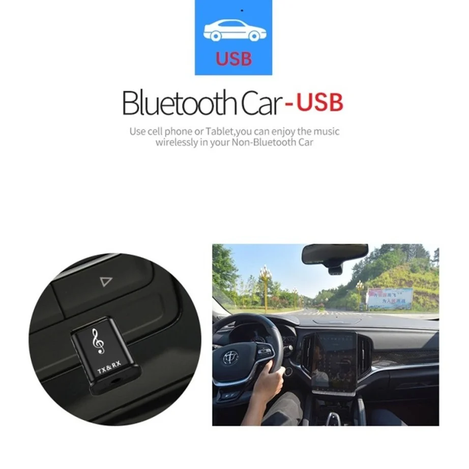 2 in1 Bluetooth 5.0 Transmitter Receiver Mini 3.5mm AUX Stereo Wireless Adapter For Wireless Earphone TV MP3