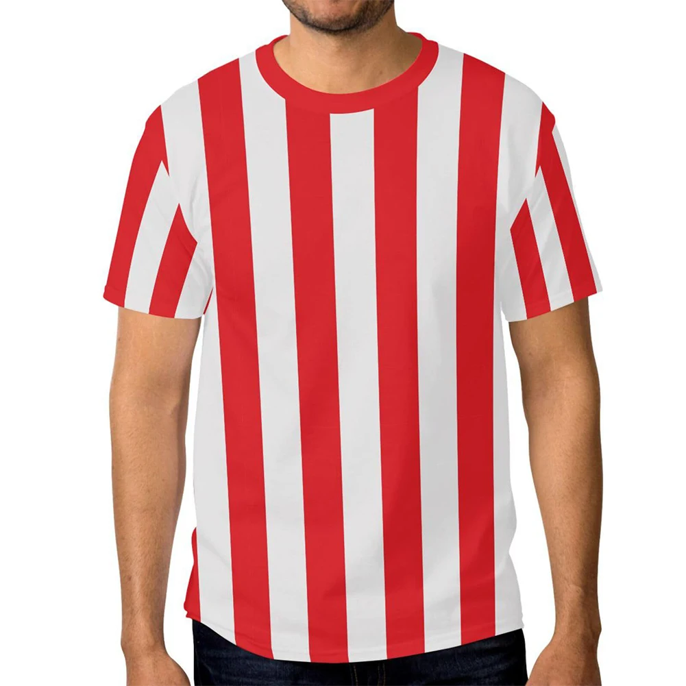 

Men Stripe Short Sleeve O-Neck Sport Fitness T-shirt Blouse Pullover Hip Hop Top