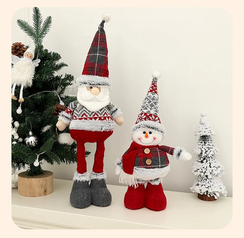 Description Picture 5 of item1pc Retro style telescopic leg doll, Christmas decoration, reindeer yeti Santa Claus standing doll, gifts for little ones
