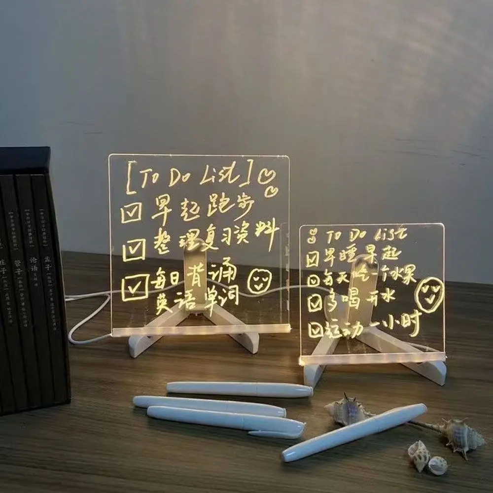 Gifts LED Acrylic Message Note Board Erasable Dry Erase Board Note with Colors With Bracket Children Drawing Boards
