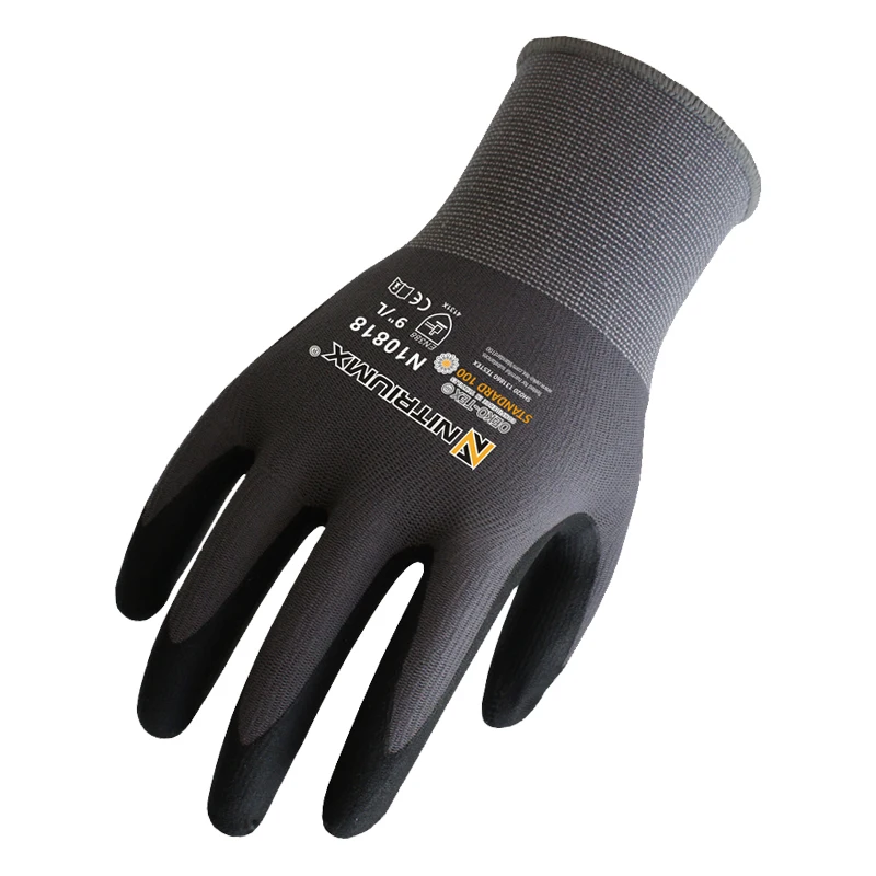 Safety Work Gloves Seamless Knit Nylon Glove Black Micro-Foam Nitrile Grip General Purpose Automotive Improvement Safety Work Gloves