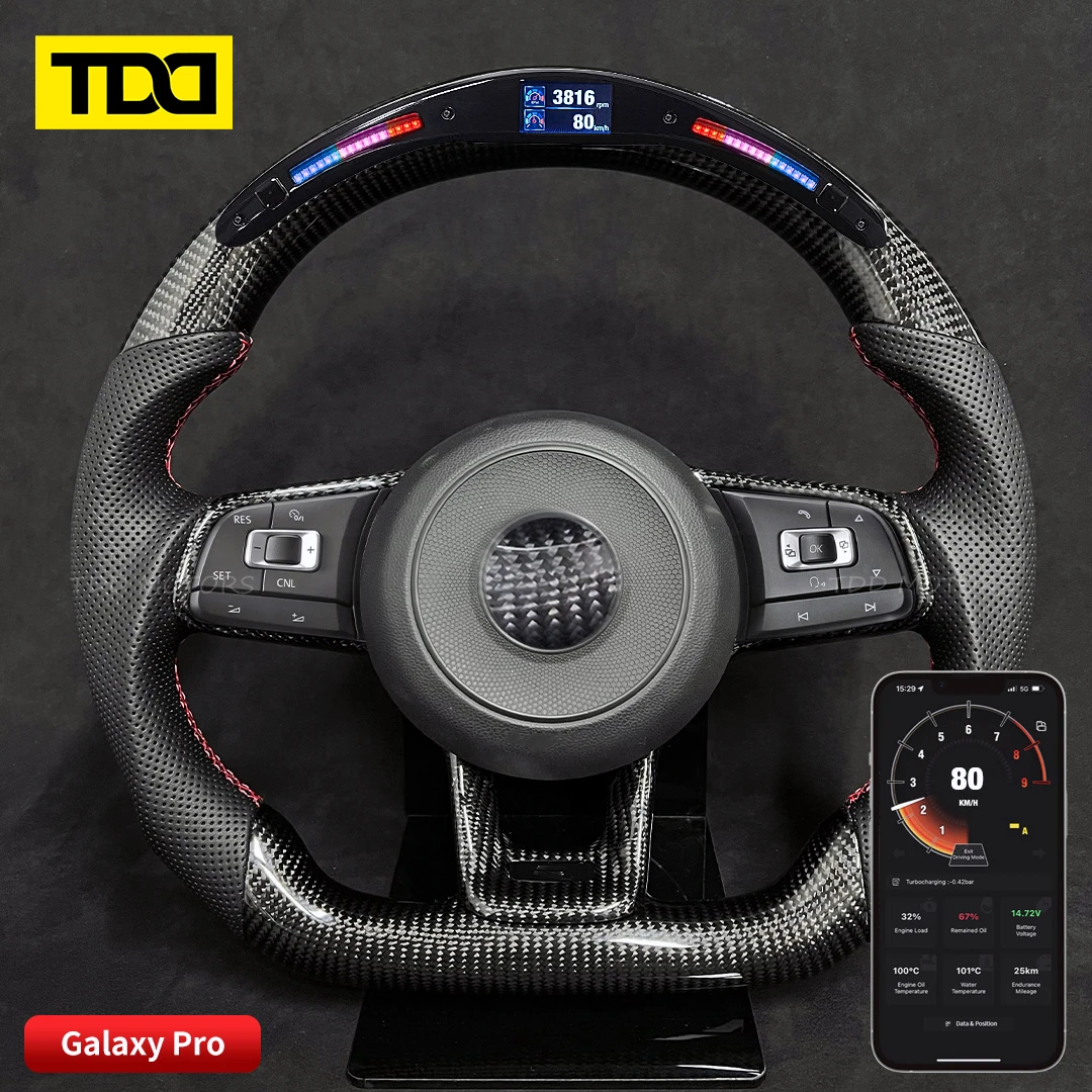 TDD 탄소 섬유 LED 스티어링 휠, VW MK7 용 맞춤형 갤럭시 프로