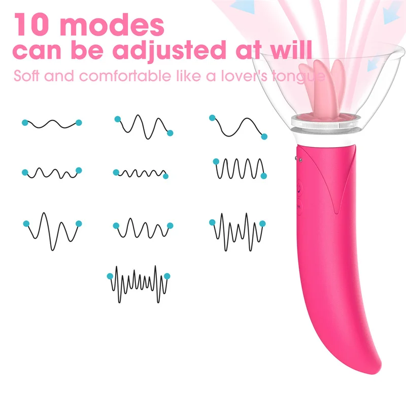 Clitoris Sucker Tongue Licking Clit Stimulation Massage Silicone Wand G Spot Vibrator Sex Toys For Women Masturbation Adult Game