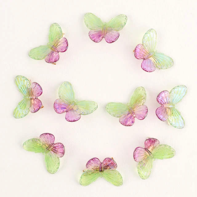 10PCS Fashion Butterfly Hair Clips for Women Girls Wedding Photography Head Clips Hairpin Hairgrips Decoration Hair Accessories Acrylic green purple