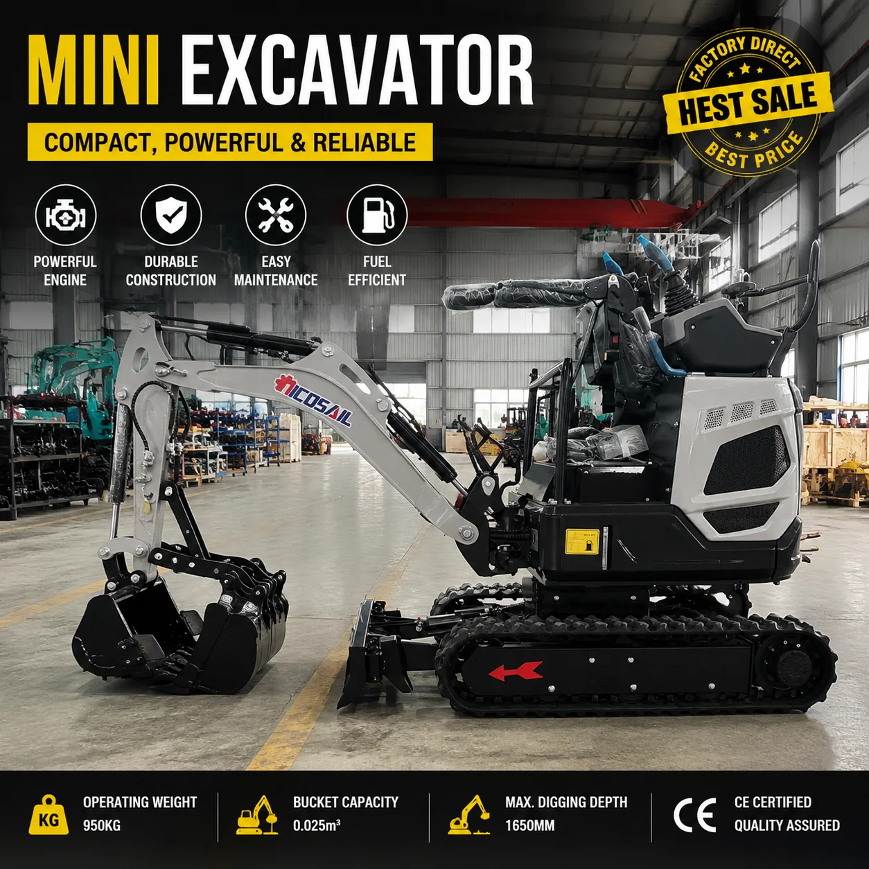 Kompakter Mini-Bagger 1,8 Tonnen Hydraulikbagger mit CE- und EPA-zertifiziertem Motor, kleiner Raupenbagger für den Einsatz in Landwirtschaft und Gartenbau