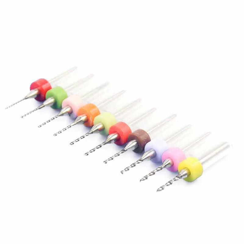 PCB Drill Bit Set 0.1-3.15mm Corn Engraving Cutter 3.175mm Tungsten steel CNC milling cutter for wood CNC engraving bit 10pcs drill bit set