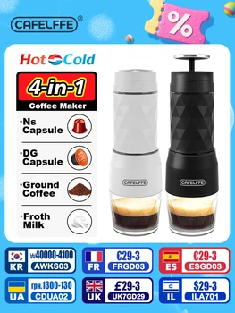 Cafelffe 3 In1 Macchina da caffè portatile Acqua calda/fredda Macchina per caffè espresso manuale per capsule e pressa a mano macinata Brewer Escursionismo Viaggi 1