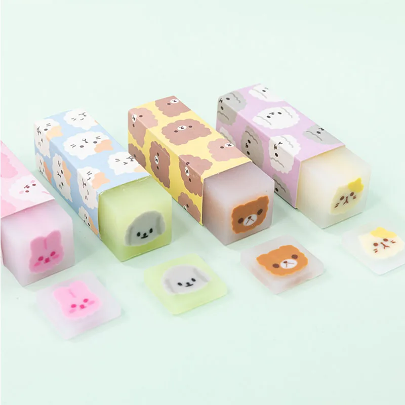 

40 pcs/lot Cartoon Animal Eraser Cute Writing Drawing Rubber Pencil Erasers Stationery For Kids Gifts school suppies