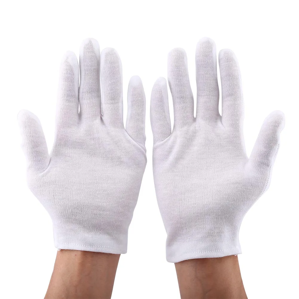 Guantes de Inspección Blancos, 12 Pares, Prácticos Guantes de Seguridad de Algodón Blanco para Inspección de Monedas, Joyas y Plata