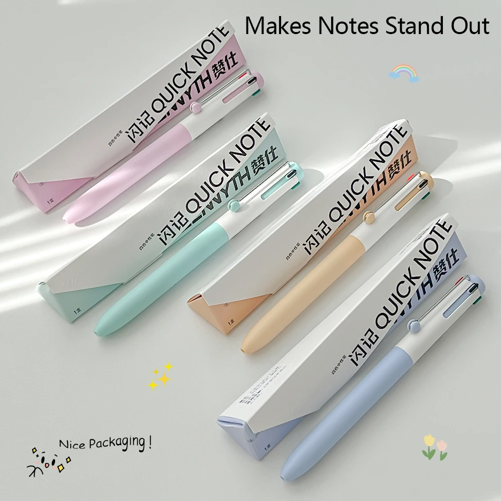 1 Stück 4-in-1 bunte Gelstifte 0,5 mm glatt und leise, schnell trocknend, Schreibstift zum Lernen, Büro, Zeichnen, Journaling – Detail 9