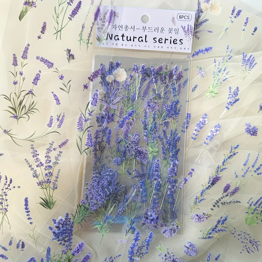 6 pcs/pack PET Plants Flowers Stickers DIY Scrapbooking Planner Decoration Collage Diary Supplies Aesthetics Stationery Sticker