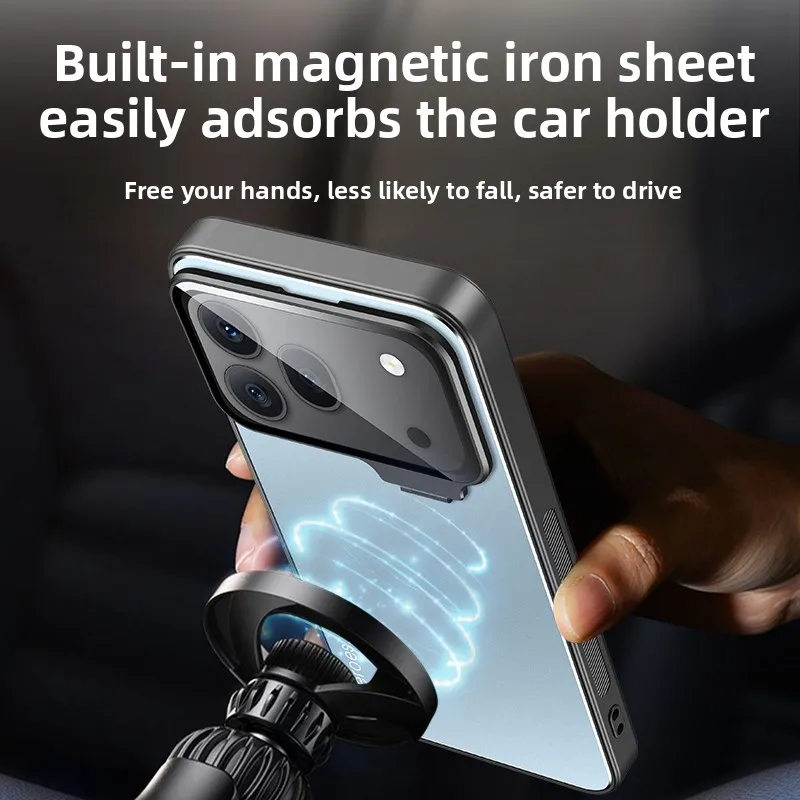 Enhanced Shockproof Magnetic Lens Bracket Case with Metal Ring and Acrylic Cover - Ultra-thin and Skin-friendly Design